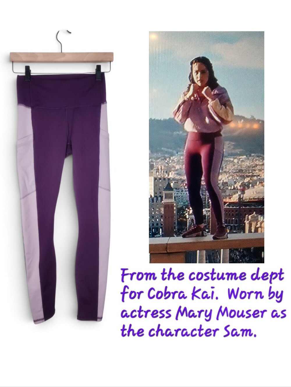 Fabletics On-The-Go Powerhold Leggings in Luxe Plum/Dusted Lilac Size S
